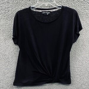 DKNY Jeans Black Twist Front Top Women S Soft Knit Modern Minimalist Polished